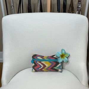 Ipsy Cosmetics Y2K Vintage Multi-Colored Zig Zag Cosmetic Makeup Bag